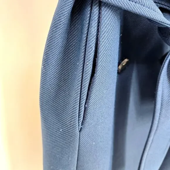 Tahari ASL 2 Belted Trenchcoat Coat Slate Blue Tie Midi Double Breasted Collared - Picture 7 of 12